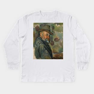 Self-Portrait with a Hat by Paul Cezanne Kids Long Sleeve T-Shirt